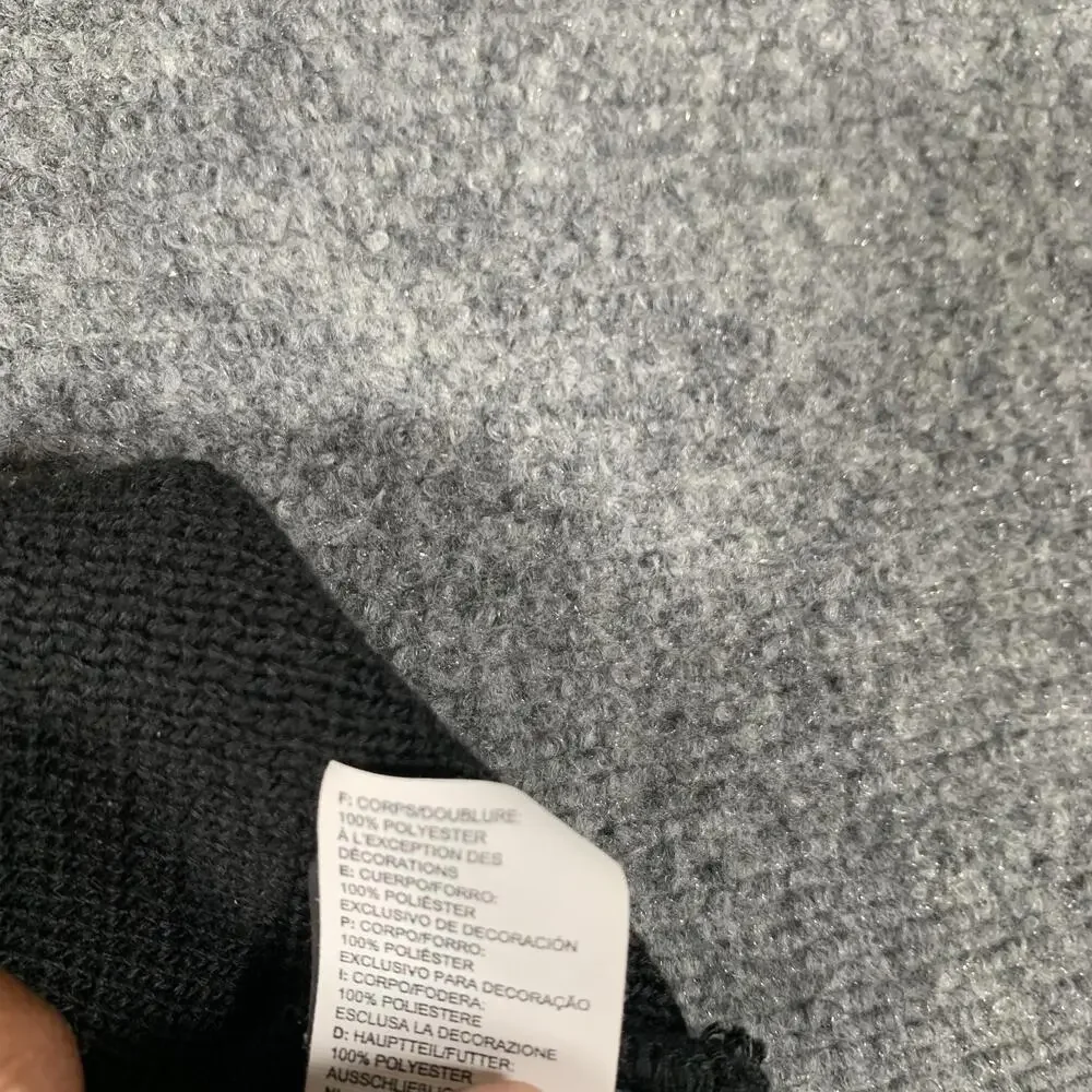 The North Face Beanie Hat Boys One Size Black Knit Fleece Lined Logo Winter